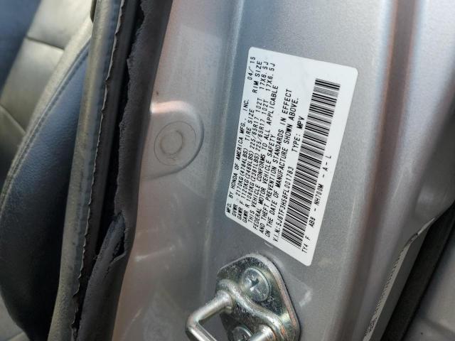 5J6TF3H58FL001783 - 2015 HONDA CROSSTOUR EXL ვერცხლისფერი ფოტო 12