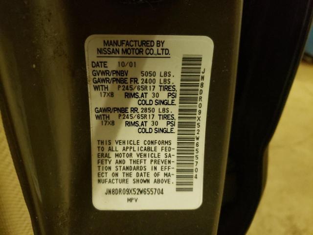 JN8DR09X52W655704 - 2002 NISSAN PATHFINDER LE Qızıl foto 13