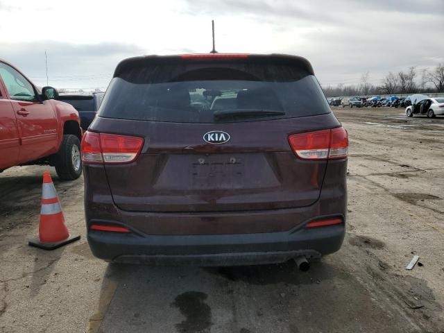 5XYPG4A31GG128116 - 2016 KIA SORENTO LX BURGUNDY photo 6