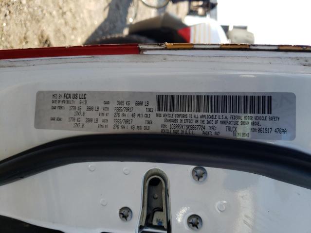 1C6RR7KT5KS667724 - 2019 RAM 1500 CLASS TRADESMAN Սպիտակ լուսանկար 12