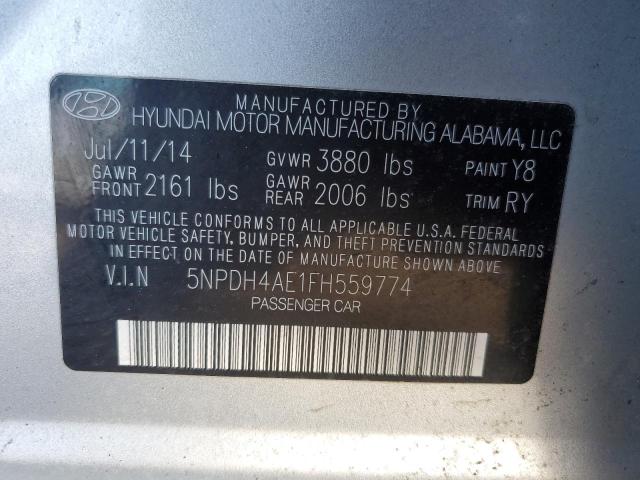 5NPDH4AE1FH559774 - 2015 HYUNDAI ELANTRA SE SILVER photo 12