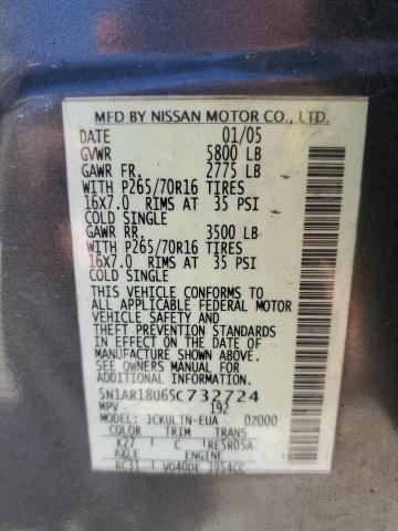 5N1AR18U65C732724 - 2005 NISSAN PATHFINDER LE მწვანე ფოტო 13