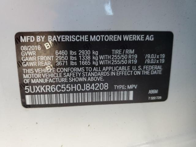 5UXKR6C55H0J84208 - 2017 BMW X5 XDRIVE50I WHITE photo 13