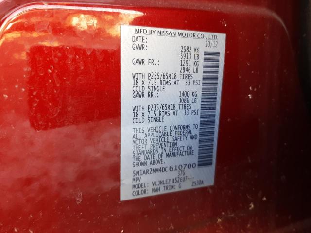 5N1AR2MM4DC610700 - 2013 NISSAN PATHFINDER S 红色 照片 14