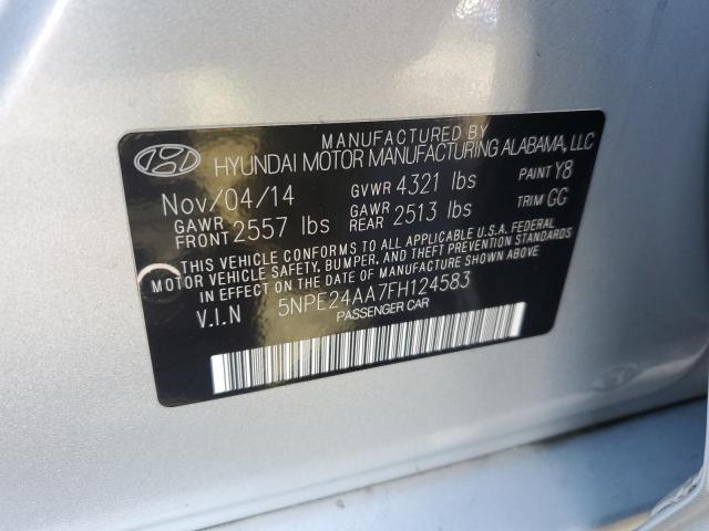 5NPE24AA7FH124583 - 2015 HYUNDAI SONATA ECO SILVER photo 12