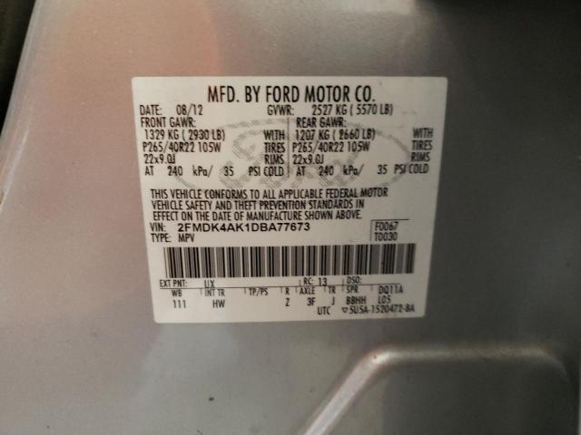 2FMDK4AK1DBA77673 - 2013 FORD EDGE SPORT SILVER photo 13