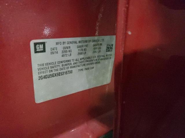 2G4GU5GX6E9316790 - 2014 BUICK REGAL GS ბურგუნდია ფოტო 13