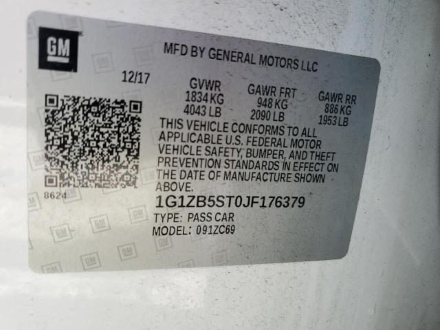 1G1ZB5ST0JF176379 - 2018 CHEVROLET MALIBU LS Beyaz fotoğraf 12