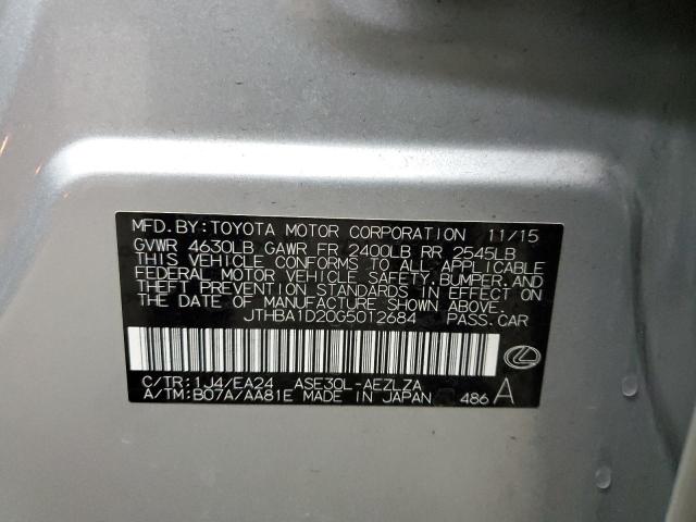 JTHBA1D20G5012684 - 2016 LEXUS IS 200T SILVER photo 12