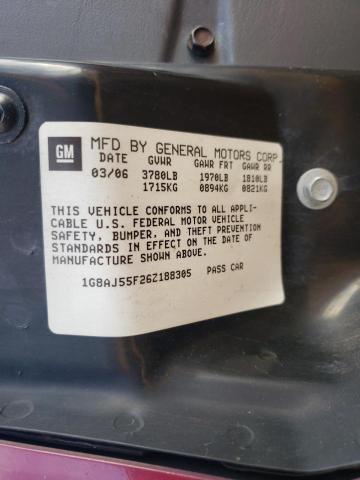 1G8AJ55F26Z188305 - 2006 SATURN ION LEVEL 2 勃艮第红 照片 12