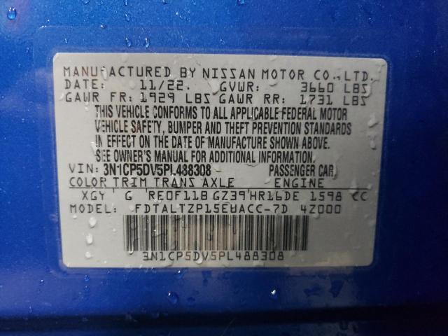 3N1CP5DV5PL488308 - 2023 NISSAN KICKS SR BLUE photo 12