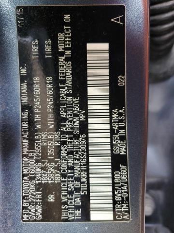 5TDJKRFH1GS230976 - 2016 TOYOTA HIGHLANDER XLE BLUE photo 13