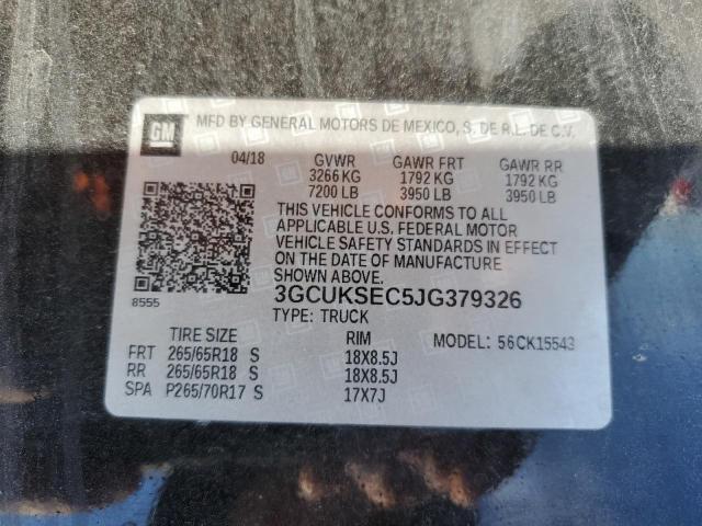 3GCUKSEC5JG379326 - 2018 CHEVROLET SILVERADO K1500 LTZ Siyah fotoğraf 12