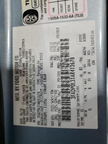 3FADP0L31AR412678 - 2010 FORD FUSION HYBRID BLUE photo 13