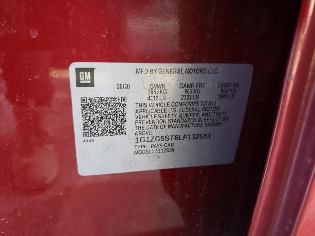 1G1ZG5ST6LF132651 - 2020 CHEVROLET MALIBU RS RED photo 13