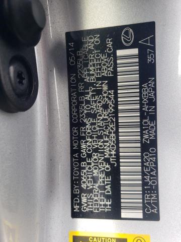 JTHKD5BH2E2199544 - 2014 LEXUS CT 200 SILVER photo 13