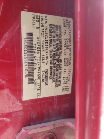 3N1BC13E58L440696 - 2008 NISSAN VERSA S RED photo 12