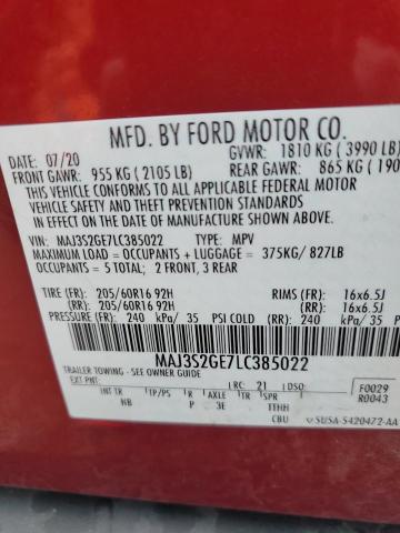 MAJ3S2GE7LC385022 - 2020 FORD ECOSPORT SE Rouge photo 13