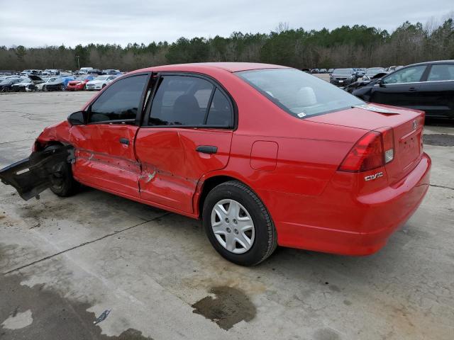 1HGES16445L030139 - 2005 HONDA CIVIC DX RED photo 2