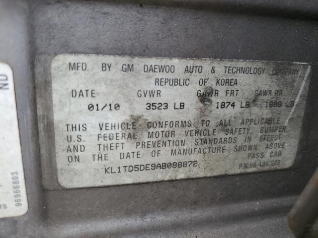 KL1TD5DE9AB088872 - 2010 CHEVROLET AVEO LS 灰色 照片 12