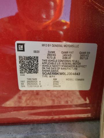 5GAERBKW0LJ304843 - 2020 BUICK ENCLAVE ESSENCE RED photo 13