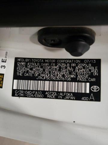 JTKJF5C7XE3076106 - 2014 TOYOTA SCION TC თეთრი ფოტო 12