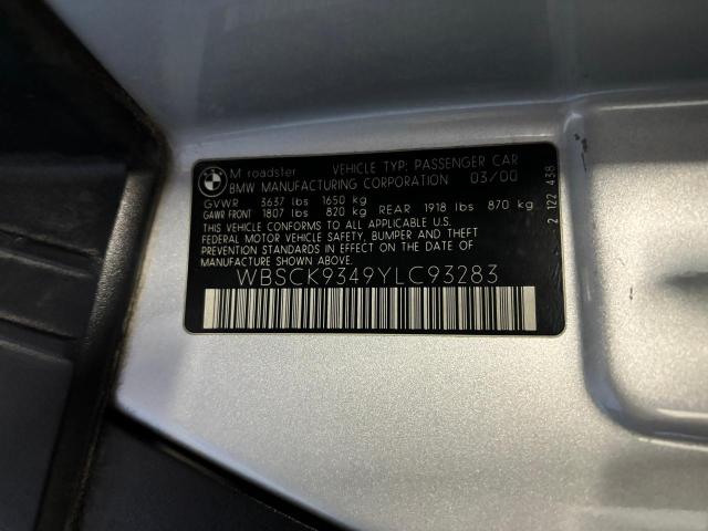 WBSCK9349YLC93283 - 2000 BMW M ROADSTER SILVER photo 10