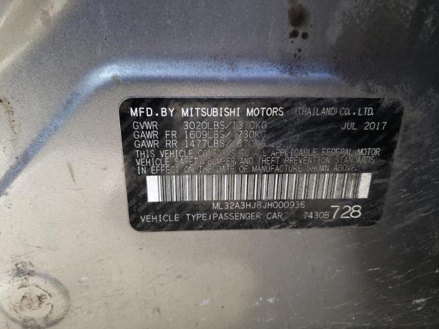 ML32A3HJ8JH000936 - 2018 MITSUBISHI MIRAGE ES SILVER photo 12