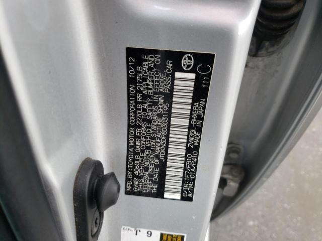 JTDKN3DP8D3031195 - 2013 TOYOTA PRIUS PLUG SILVER photo 12