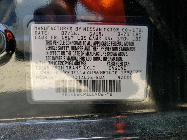 3N1CE2CP1GL408798 - 2016 NISSAN VERSA NOTE S BLACK photo 13