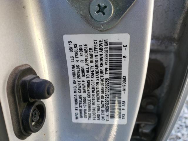 19XFB2F95FE069286 - 2015 HONDA CIVIC EXL SILVER photo 12