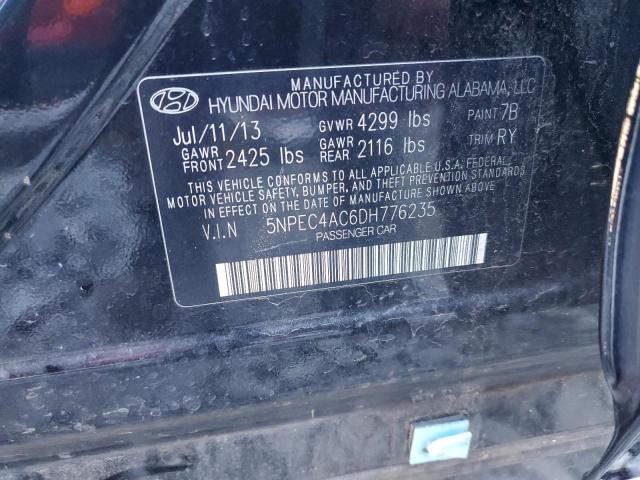 5NPEC4AC6DH776235 - 2013 HYUNDAI SONATA SE BLACK photo 13