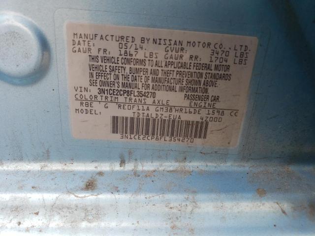 3N1CE2CP8FL354270 - 2015 NISSAN VERSA NOTE S BLUE photo 12