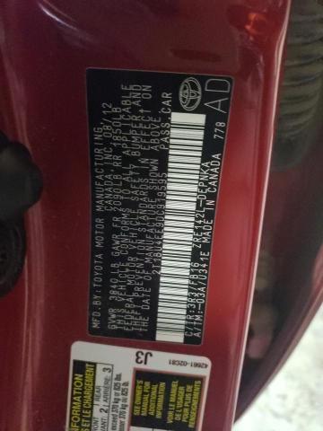 2T1BU4EE9DC919595 - 2013 TOYOTA COROLLA BASE RED photo 12