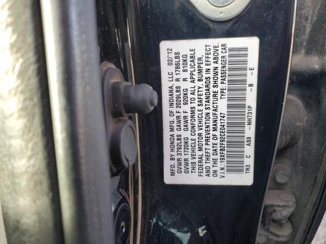 19XFB2F92CE041747 - 2012 HONDA CIVIC EXL BLACK photo 12