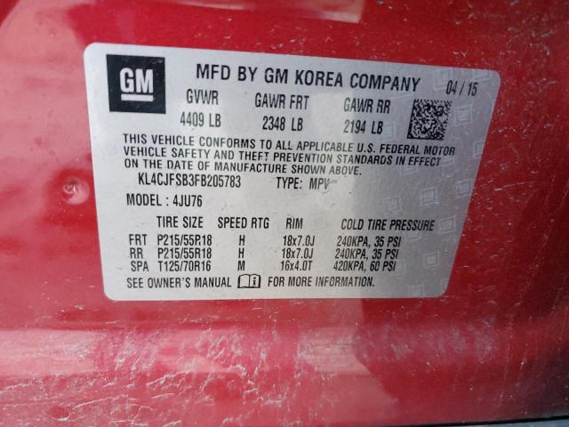 KL4CJFSB3FB205783 - 2015 BUICK ENCORE CONVENIENCE 红色 照片 13