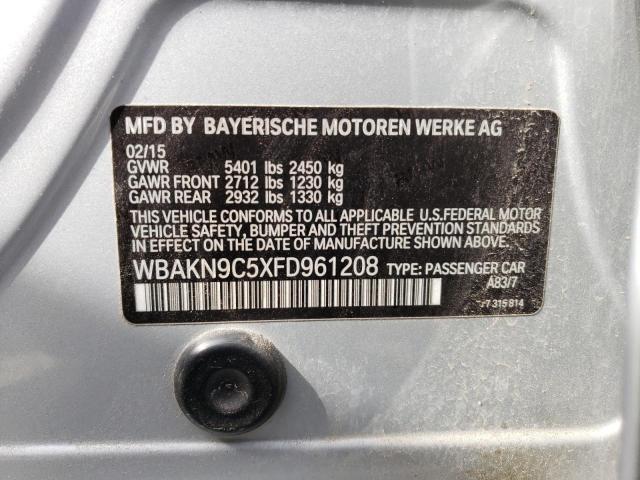 WBAKN9C5XFD961208 - 2015 BMW 550 I SILVER photo 12