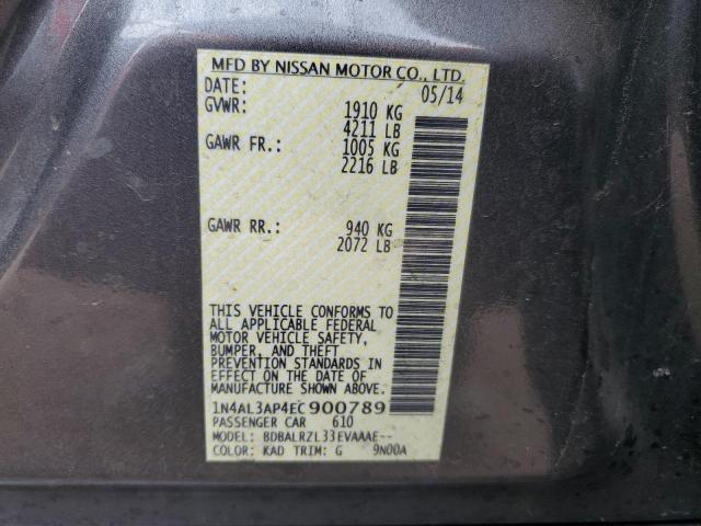 1N4AL3AP4EC900789 - 2014 NISSAN ALTIMA 2.5 GRAY photo 12