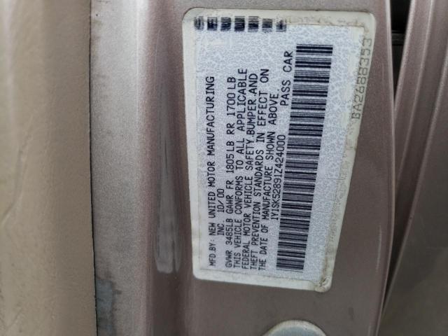 1Y1SK52891Z424000 - 2001 CHEVROLET GEO PRIZM BASE BEIGE photo 12