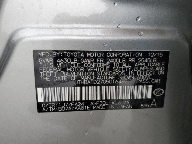 JTHBA1D27G5016487 - 2016 LEXUS IS 200T GRAY photo 13