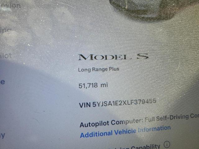 5YJSA1E2XLF379455 - 2020 TESLA MODEL S GRAY photo 9