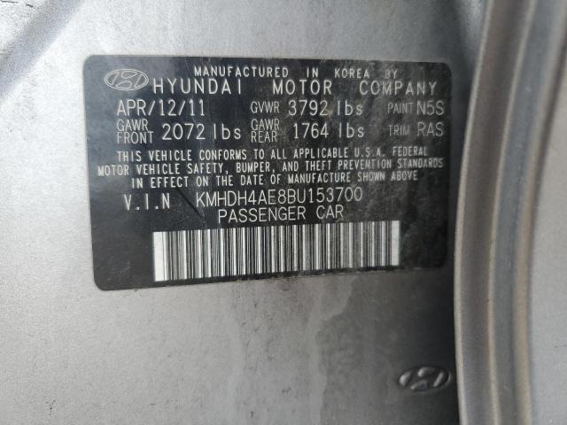 KMHDH4AE8BU153700 - 2011 HYUNDAI ELANTRA GLS GRAY photo 12