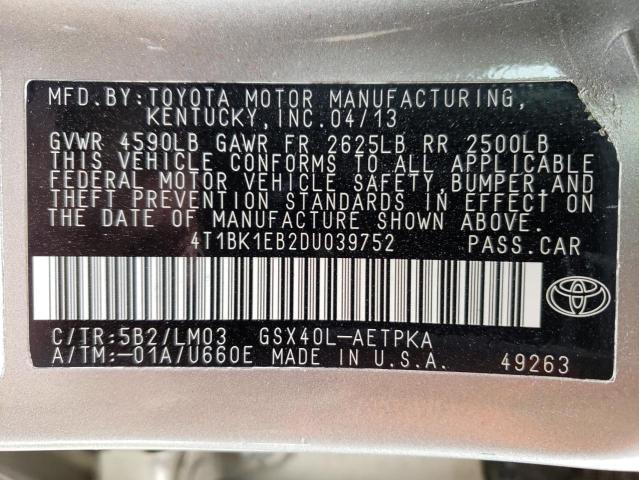 4T1BK1EB2DU039752 - 2013 TOYOTA AVALON BASE 棕色 照片 13