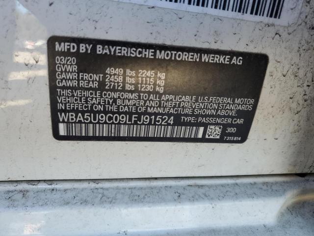 WBA5U9C09LFJ91524 - 2020 BMW M340XI WHITE photo 12