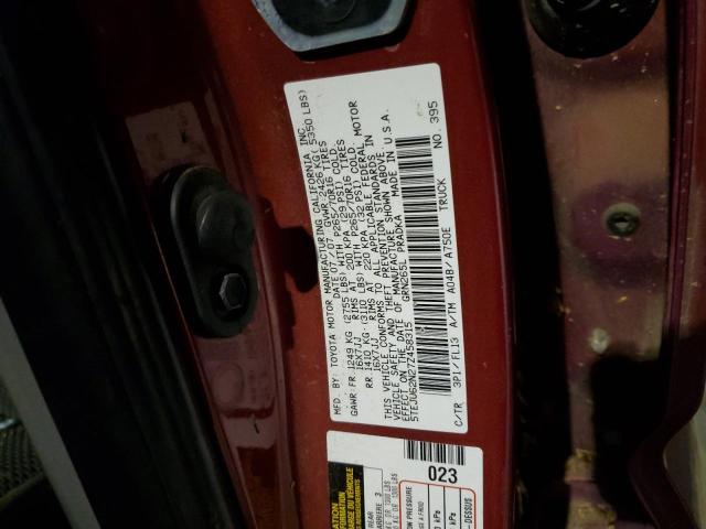 5TEJU62N27Z458315 - 2007 TOYOTA TACOMA DOUBLE CAB PRERUNNER MAROON photo 12