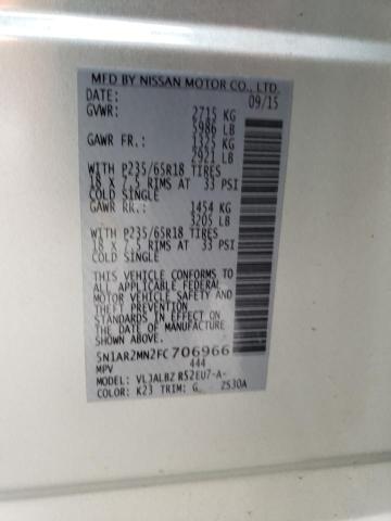 5N1AR2MN2FC706966 - 2015 NISSAN PATHFINDER S 银色 照片 13