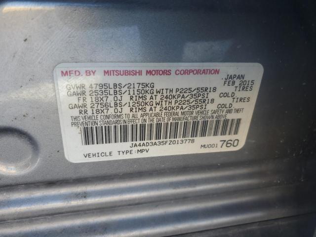JA4AD3A35FZ013778 - 2015 MITSUBISHI OUTLANDER SE SILVER photo 13