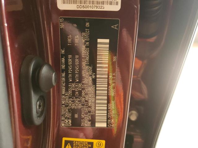 5TDKKRFH6FS115955 - 2015 TOYOTA HIGHLANDER XLE BURGUNDY photo 13