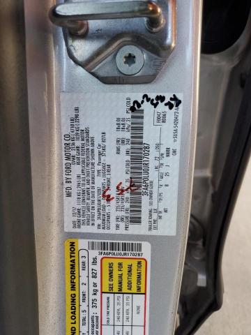 3FA6P0LU0JR170287 - 2018 FORD FUSION SE HYBRID SILVER photo 12