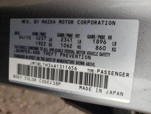 JM1BL1H34A1311656 - 2010 MAZDA SPEED 3 SILVER photo 12